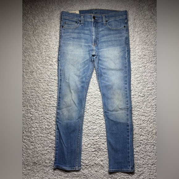 Hollister Jeans Mens 32 x 30 Skinny Light Wash Classic Casual Stretch Denim - Picture 1 of 4